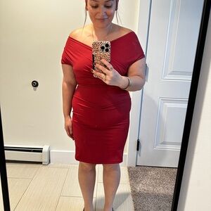 Elegant Red Off-Shoulder Dress